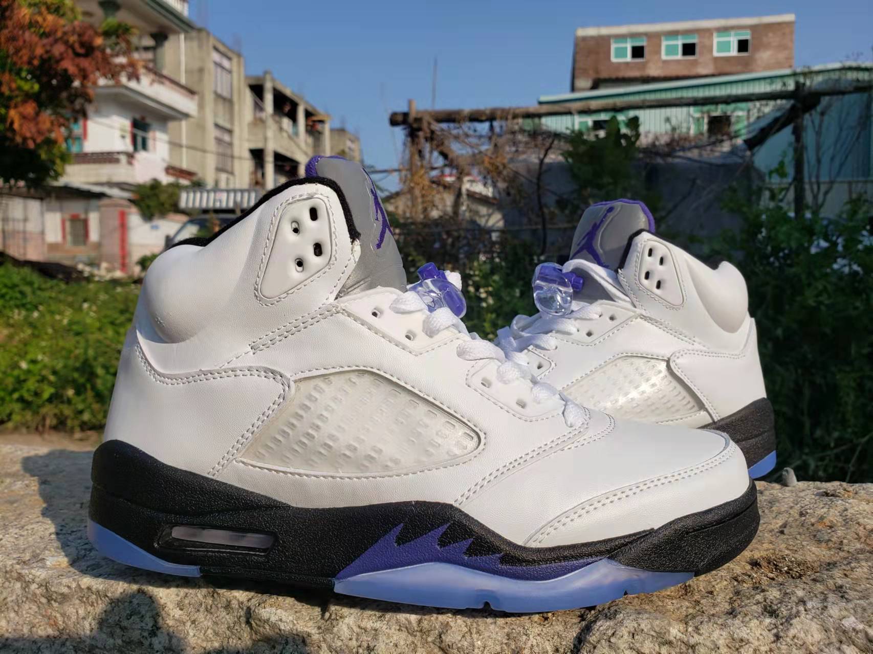 2022 Air Jordan 5 Concord White Black Blue Shoes